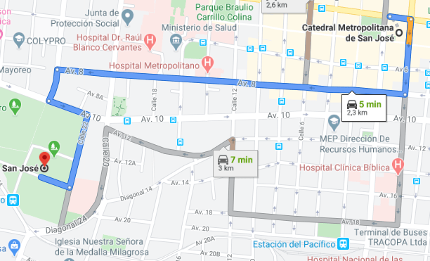 Como llegar a Catedral Metropolitana San Jose Costa Rica