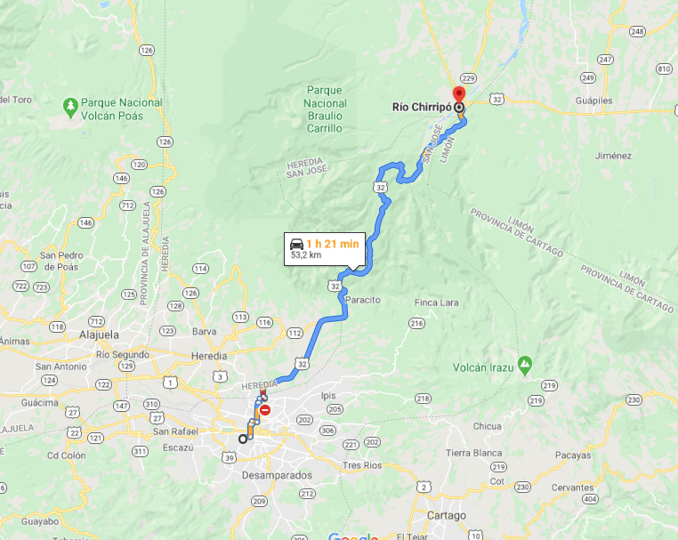 Como llegar a Rio Chirripó Norte
